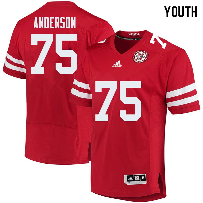 Youth #75 Fyn Anderson Nebraska Cornhuskers College Football Jerseys Sale-Red